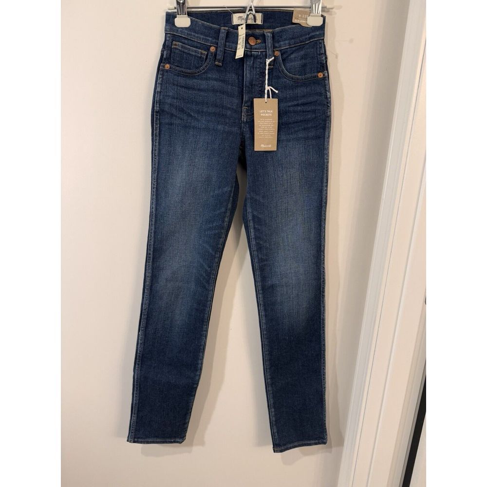 Madewell Slim Straight Jeans Womens Size 23T Waist Blue Cotton Denim Medium Wash